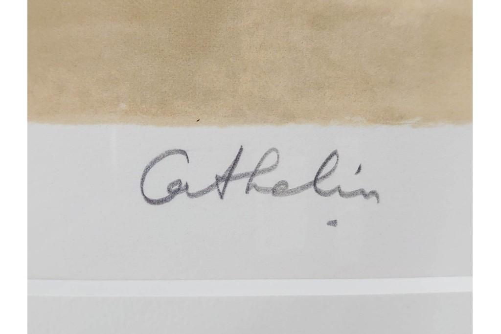 真作　1994年制作　ベルナール・カトラン(Bernard Cathelin)　13/75　「インドバラとゼラニウム」　サイン付きのリトグラフ　証明書・外箱付き　(R-087302)