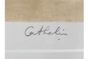 真作　1994年制作　ベルナール・カトラン(Bernard Cathelin)　13/75　「インドバラとゼラニウム」　サイン付きのリトグラフ　証明書・外箱付き　(R-087302)