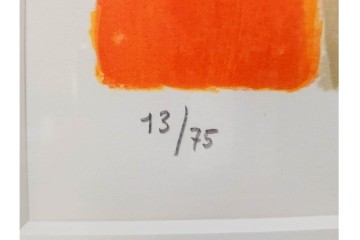 真作　1994年制作　ベルナール・カトラン(Bernard Cathelin)　13/75　「インドバラとゼラニウム」　サイン付きのリトグラフ　証明書・外箱付き　(R-087302)