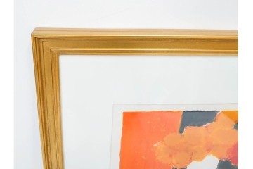 真作　1994年制作　ベルナール・カトラン(Bernard Cathelin)　13/75　「インドバラとゼラニウム」　サイン付きのリトグラフ　証明書・外箱付き　(R-087302)