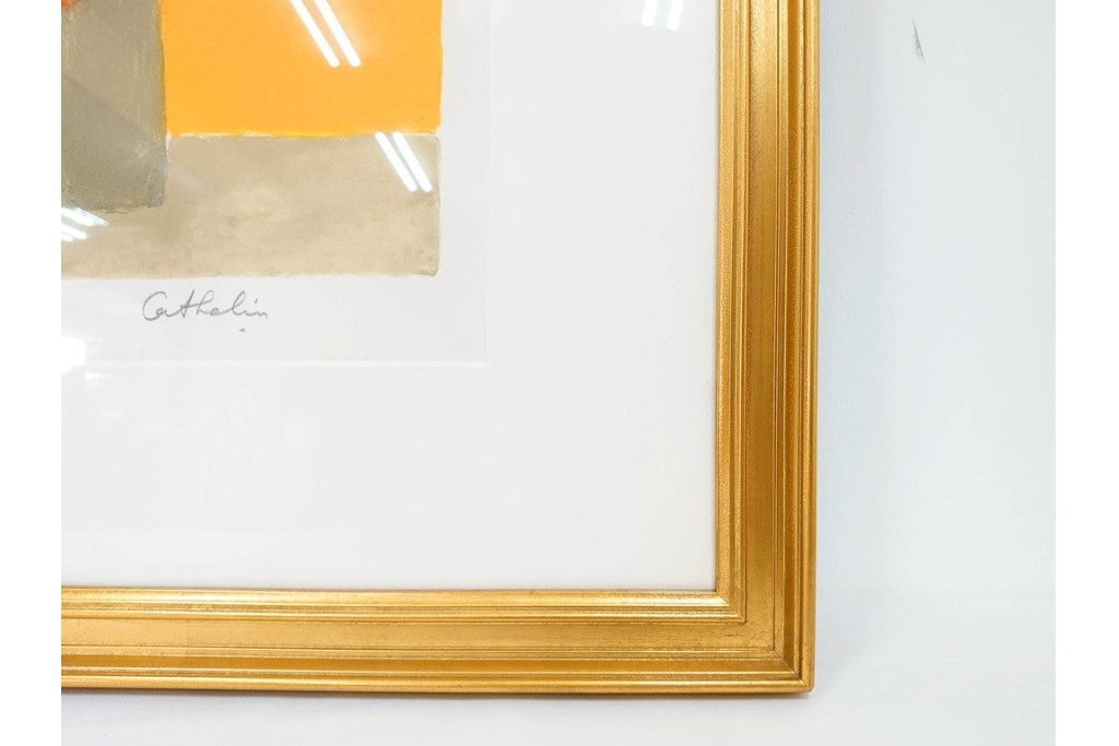 真作　1994年制作　ベルナール・カトラン(Bernard Cathelin)　13/75　「インドバラとゼラニウム」　サイン付きのリトグラフ　証明書・外箱付き　(R-087302)