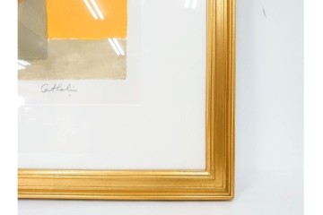 真作　1994年制作　ベルナール・カトラン(Bernard Cathelin)　13/75　「インドバラとゼラニウム」　サイン付きのリトグラフ　証明書・外箱付き　(R-087302)