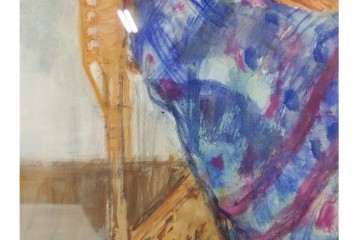 真作　田中実　水彩画　F6号　「印度の服」　異国情緒漂う女性を描いた絵画　外箱付き　(R-087303)