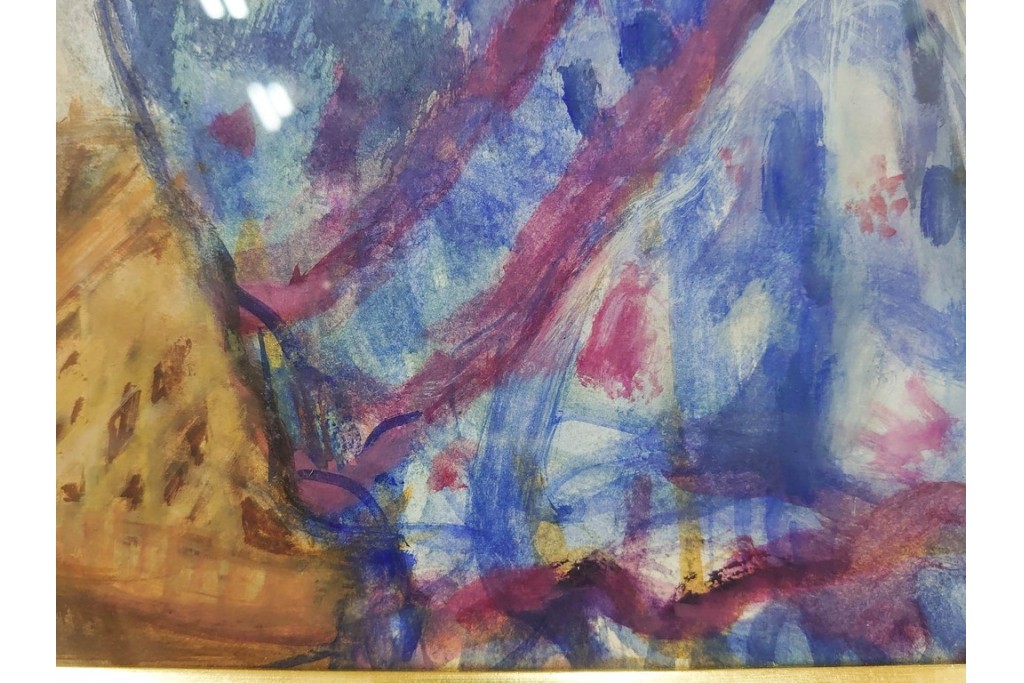 真作　田中実　水彩画　F6号　「印度の服」　異国情緒漂う女性を描いた絵画　外箱付き　(R-087303)