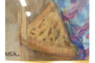 真作　田中実　水彩画　F6号　「印度の服」　異国情緒漂う女性を描いた絵画　外箱付き　(R-087303)