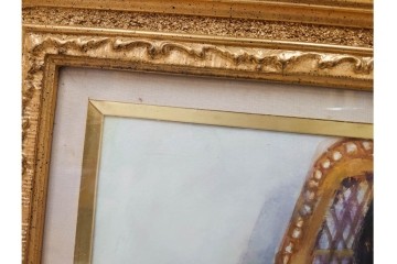 真作　田中実　水彩画　F6号　「印度の服」　異国情緒漂う女性を描いた絵画　外箱付き　(R-087303)