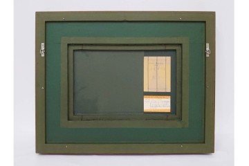 真作　アンドレ・ミノー(ANDRE MINAUX)　油彩　「樹林」　樹木と家並みを描いた絵画　外箱付き　(R-087304)