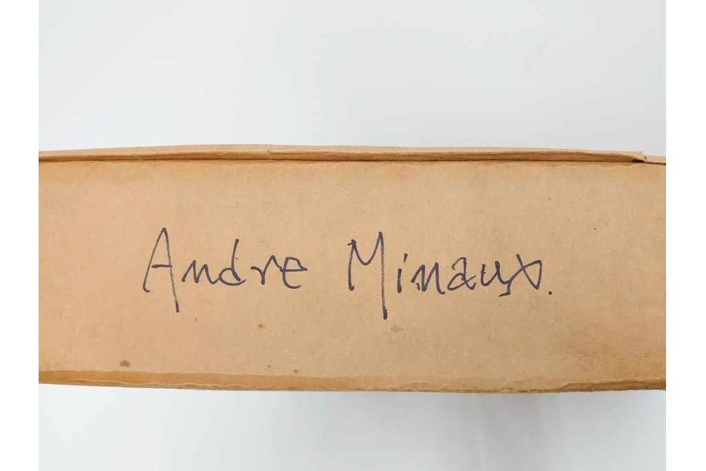 真作　アンドレ・ミノー(ANDRE MINAUX)　油彩　「樹林」　樹木と家並みを描いた絵画　外箱付き　(R-087304)