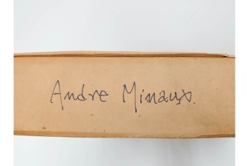 真作　アンドレ・ミノー(ANDRE MINAUX)　油彩　「樹林」　樹木と家並みを描いた絵画　外箱付き　(R-087304)