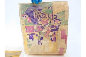 真作　明治期　楊洲周延　「上野国伊香保鉱泉 浴客病痾全快祝宴」　祝宴の様子を描いた木版画の浮世絵　3枚続　(R-087306)