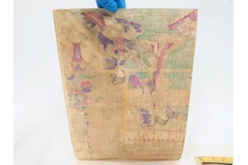 真作　明治期　楊洲周延　「上野国伊香保鉱泉 浴客病痾全快祝宴」　祝宴の様子を描いた木版画の浮世絵　3枚続　(R-087306)