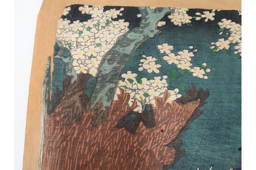 真作　歌川豊国　「見立源氏琴碁書画之内」　合奏の様子が描かれた木版画の浮世絵　3枚続　(R-087309)