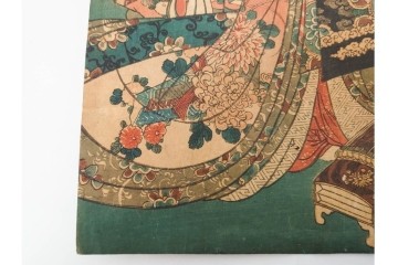 真作　三代 歌川豊国(香蝶楼)　「新吉原江戸町二丁目佐野槌屋内」　花魁を描いた木版画の浮世絵　3枚続　(R-087310)