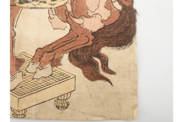 真作　歌川国貞・豊国他　小栗判官・武者絵・美人画　木版画の浮世絵3枚セット　(R-087311)