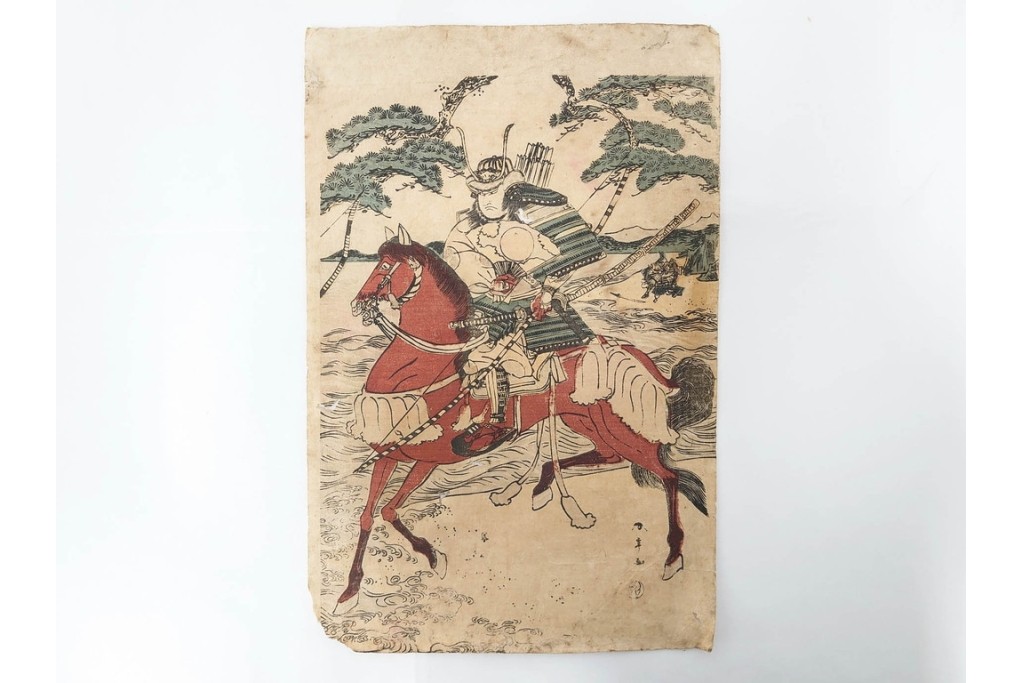 真作　歌川国貞・豊国他　小栗判官・武者絵・美人画　木版画の浮世絵3枚セット　(R-087311)