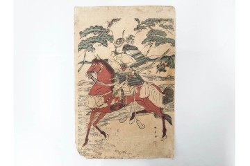 真作　歌川国貞・豊国他　小栗判官・武者絵・美人画　木版画の浮世絵3枚セット　(R-087311)
