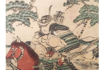 真作　歌川国貞・豊国他　小栗判官・武者絵・美人画　木版画の浮世絵3枚セット　(R-087311)