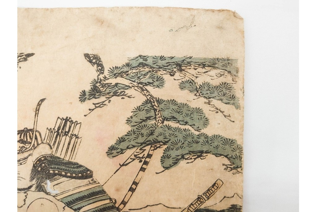 真作　歌川国貞・豊国他　小栗判官・武者絵・美人画　木版画の浮世絵3枚セット　(R-087311)