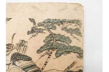 真作　歌川国貞・豊国他　小栗判官・武者絵・美人画　木版画の浮世絵3枚セット　(R-087311)