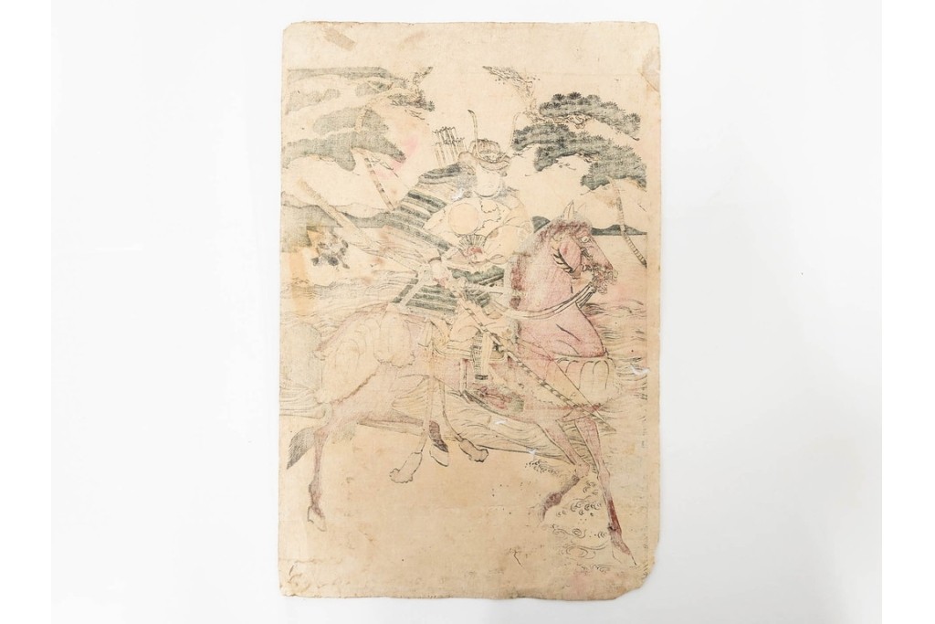 真作　歌川国貞・豊国他　小栗判官・武者絵・美人画　木版画の浮世絵3枚セット　(R-087311)