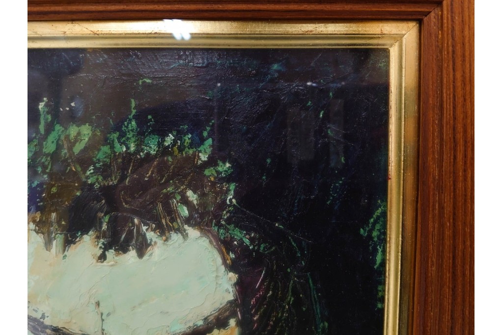 真作　大歳敏秋　油彩　忠臣蔵?　凛とした表情が印象的な絵画　外箱付き　(R-087313)