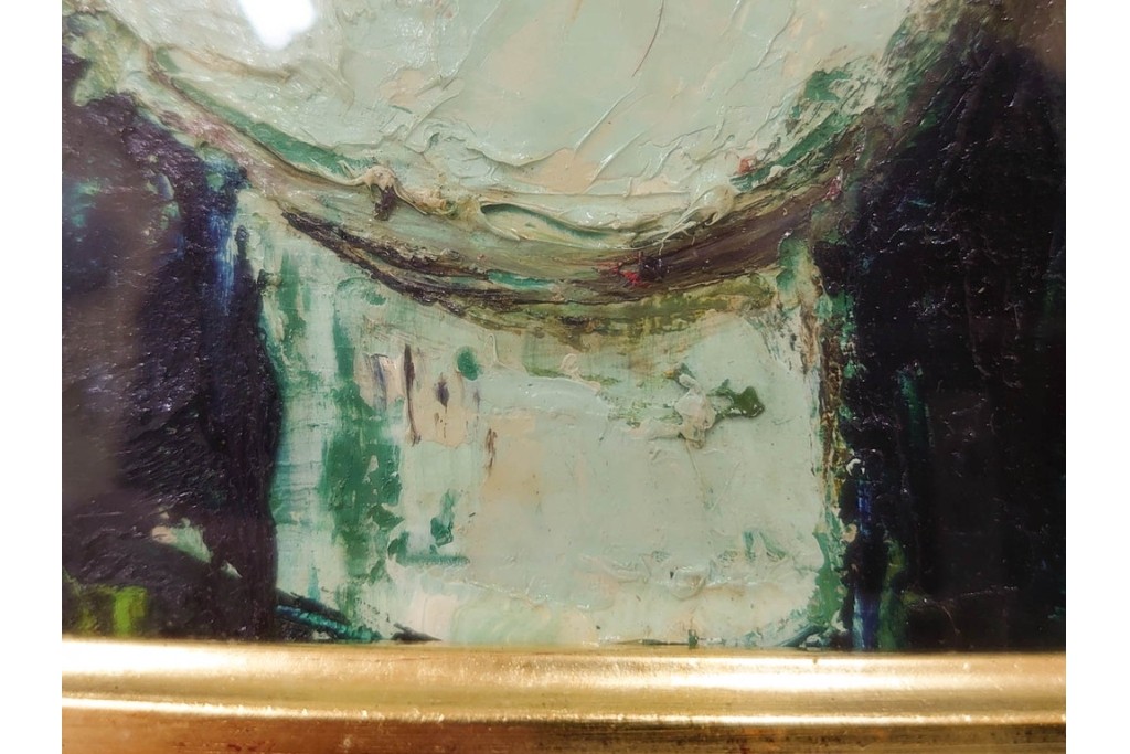 真作　大歳敏秋　油彩　忠臣蔵?　凛とした表情が印象的な絵画　外箱付き　(R-087313)