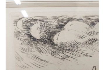 真作　サイン入り　モーリス・ド・ヴラマンク　エッチング　「風景」　街並みを描いた絵画　外箱付き　(R-087314)