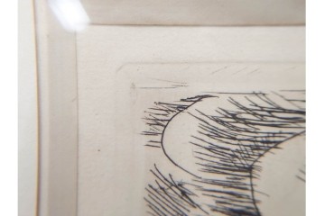 真作　サイン入り　モーリス・ド・ヴラマンク　エッチング　「風景」　街並みを描いた絵画　外箱付き　(R-087314)