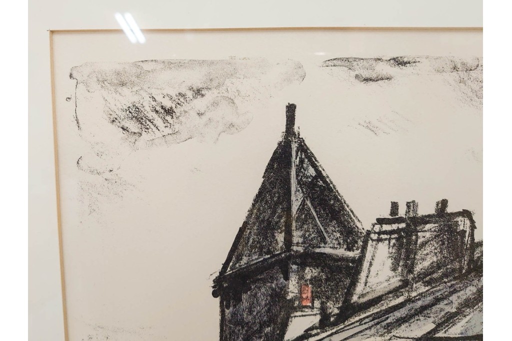 真作　1967年　サイン入り　荻須高徳　30/40　「風景」　メニルモンタンの一角を描いたリトグラフ　外箱付き　(R-087315)