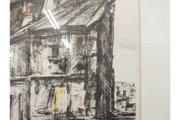 真作　1967年　サイン入り　荻須高徳　30/40　「風景」　メニルモンタンの一角を描いたリトグラフ　外箱付き　(R-087315)