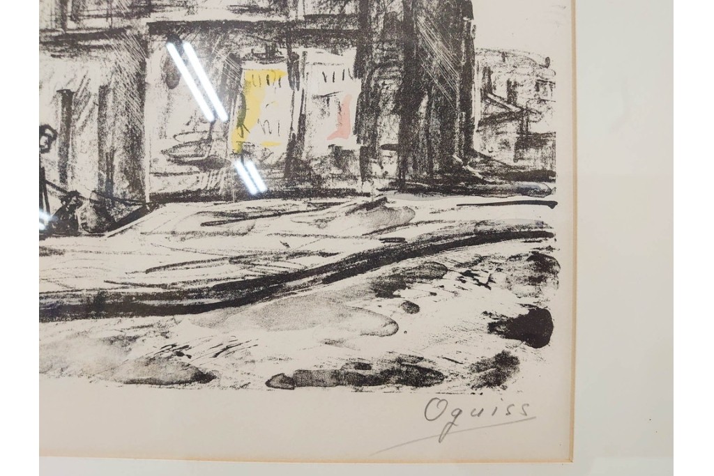 真作　1967年　サイン入り　荻須高徳　30/40　「風景」　メニルモンタンの一角を描いたリトグラフ　外箱付き　(R-087315)