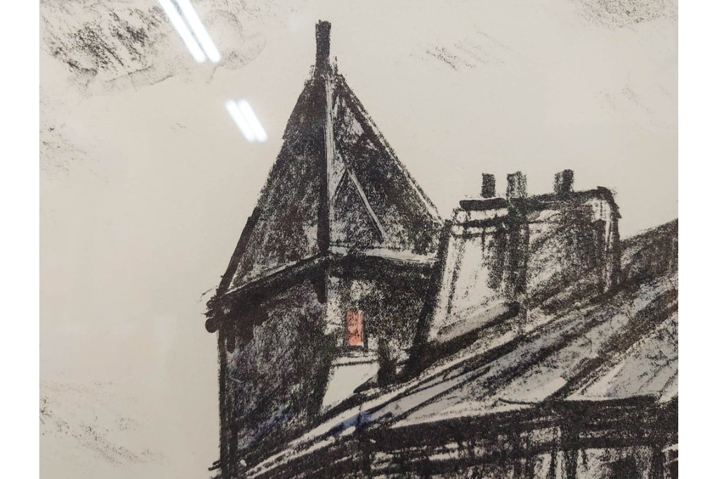 真作　1967年　サイン入り　荻須高徳　30/40　「風景」　メニルモンタンの一角を描いたリトグラフ　外箱付き　(R-087315)