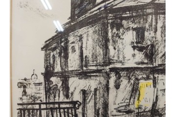 真作　1967年　サイン入り　荻須高徳　30/40　「風景」　メニルモンタンの一角を描いたリトグラフ　外箱付き　(R-087315)