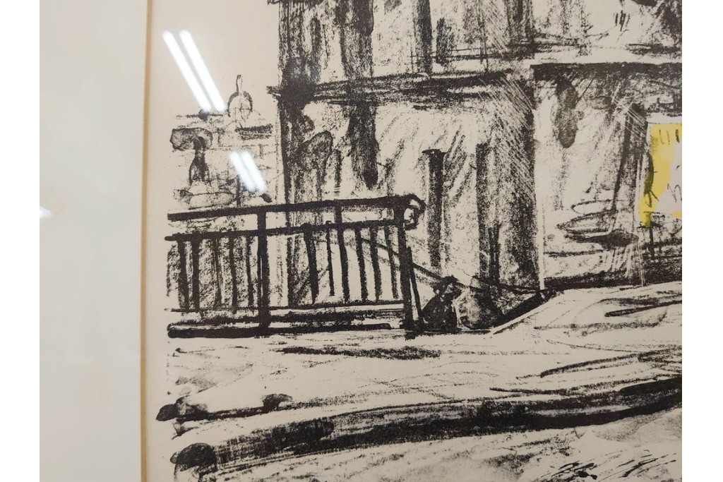 真作　1967年　サイン入り　荻須高徳　30/40　「風景」　メニルモンタンの一角を描いたリトグラフ　外箱付き　(R-087315)