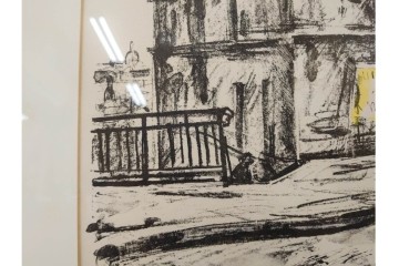 真作　1967年　サイン入り　荻須高徳　30/40　「風景」　メニルモンタンの一角を描いたリトグラフ　外箱付き　(R-087315)