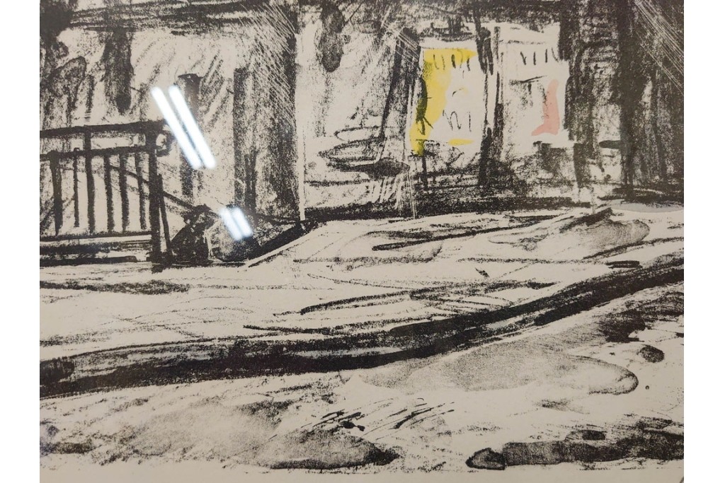 真作　1967年　サイン入り　荻須高徳　30/40　「風景」　メニルモンタンの一角を描いたリトグラフ　外箱付き　(R-087315)