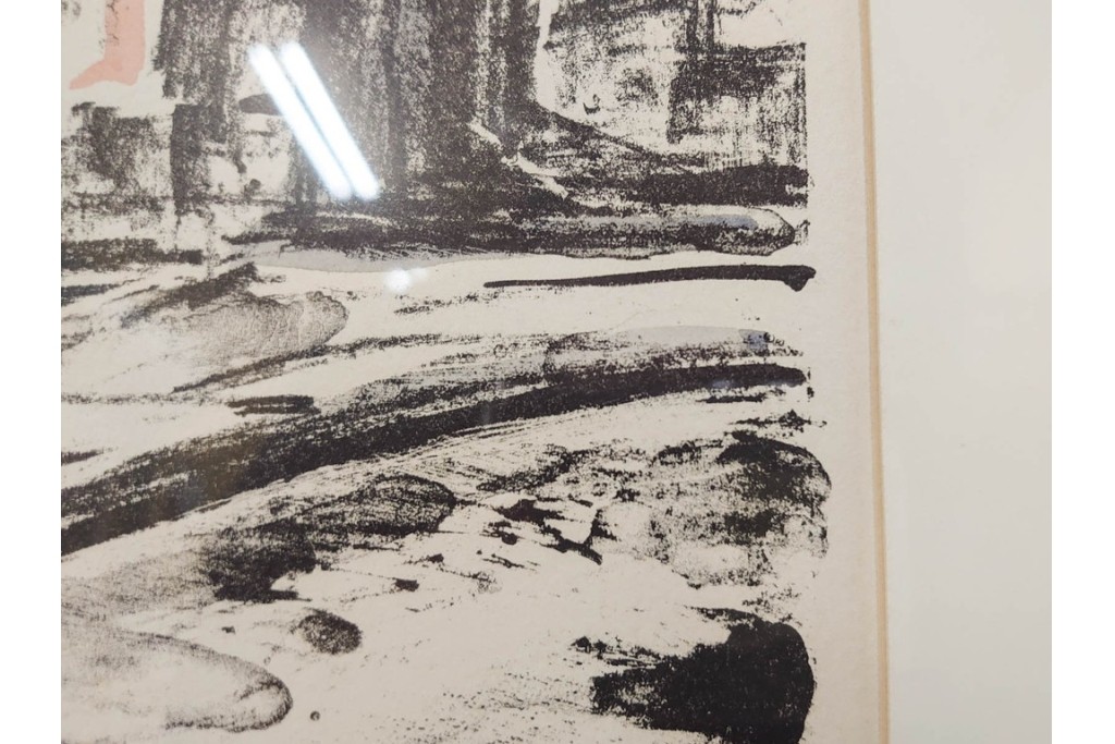 真作　1967年　サイン入り　荻須高徳　30/40　「風景」　メニルモンタンの一角を描いたリトグラフ　外箱付き　(R-087315)