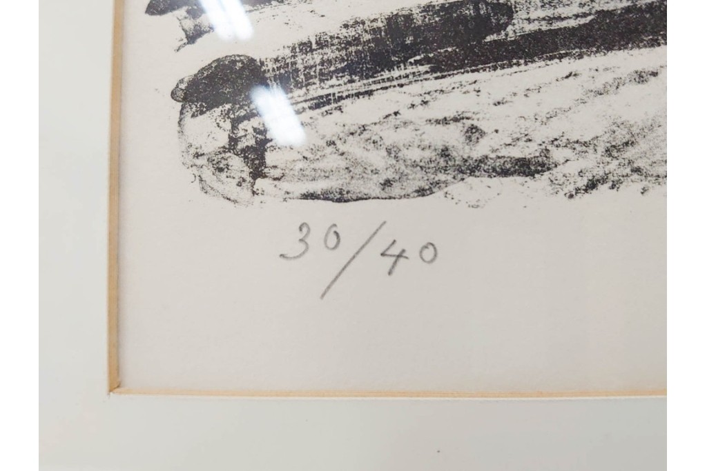 真作　1967年　サイン入り　荻須高徳　30/40　「風景」　メニルモンタンの一角を描いたリトグラフ　外箱付き　(R-087315)