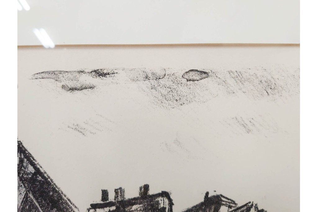 真作　1967年　サイン入り　荻須高徳　30/40　「風景」　メニルモンタンの一角を描いたリトグラフ　外箱付き　(R-087315)