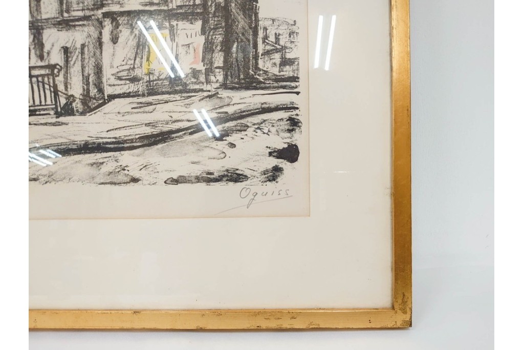 真作　1967年　サイン入り　荻須高徳　30/40　「風景」　メニルモンタンの一角を描いたリトグラフ　外箱付き　(R-087315)