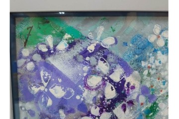 真作　西村計雄　油彩　F3号　「あじさい」　鮮やかな紫陽花を描いた絵画　外箱付き　(R-087316)