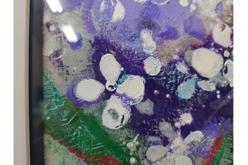 真作　西村計雄　油彩　F3号　「あじさい」　鮮やかな紫陽花を描いた絵画　外箱付き　(R-087316)