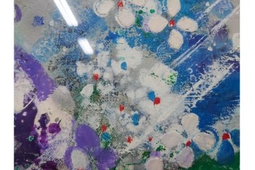 真作　西村計雄　油彩　F3号　「あじさい」　鮮やかな紫陽花を描いた絵画　外箱付き　(R-087316)