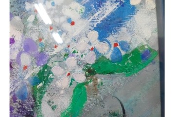 真作　西村計雄　油彩　F3号　「あじさい」　鮮やかな紫陽花を描いた絵画　外箱付き　(R-087316)