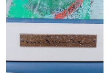 真作　西村計雄　油彩　F3号　「あじさい」　鮮やかな紫陽花を描いた絵画　外箱付き　(R-087316)
