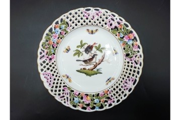 ハンガリー　ヘレンド(HEREND)　ロスチャイルド・バードシリーズ　上品なプレートとナプキンリングのセット　(R-087317)