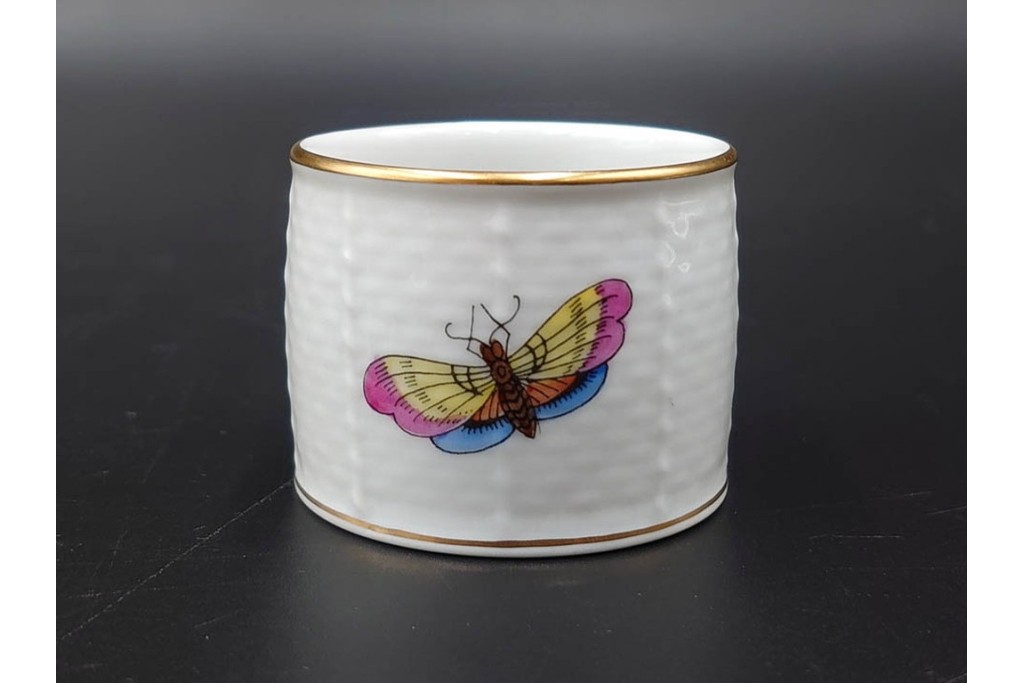 ハンガリー　ヘレンド(HEREND)　ロスチャイルド・バードシリーズ　上品なプレートとナプキンリングのセット　(R-087317)