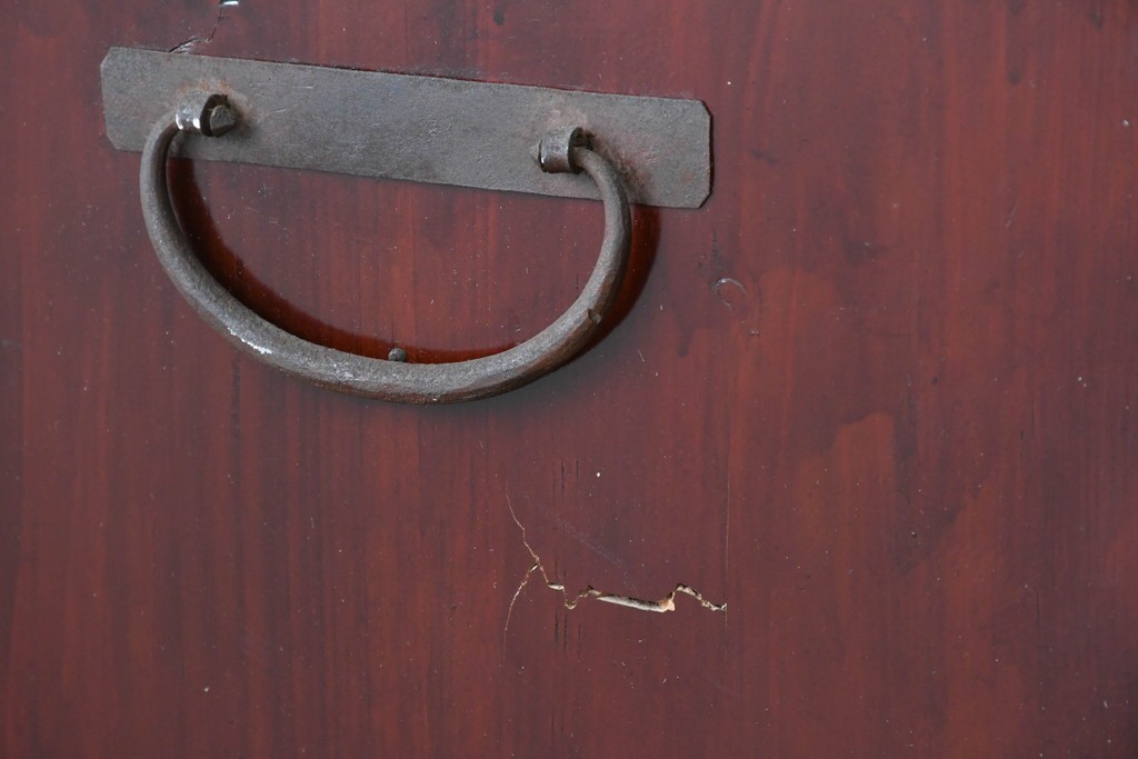 和製アンティーク　前面欅(ケヤキ)材　木目が魅力の五丁引き庄内箪笥　(R-087320)