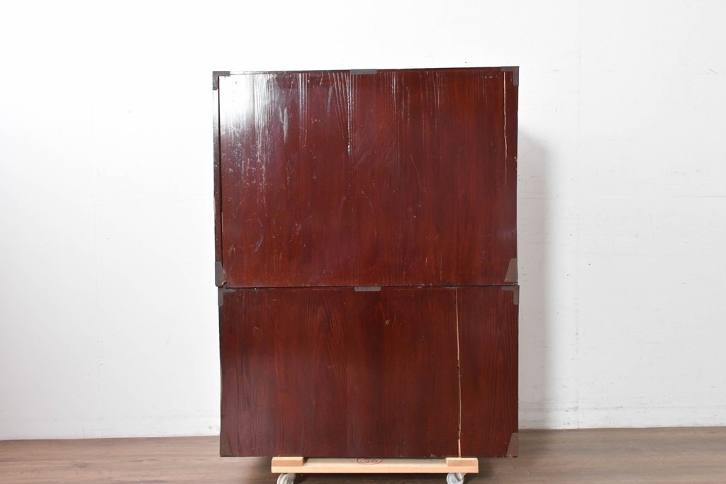 和製アンティーク　前面欅(ケヤキ)材　木目が魅力の五丁引き庄内箪笥　(R-087320)