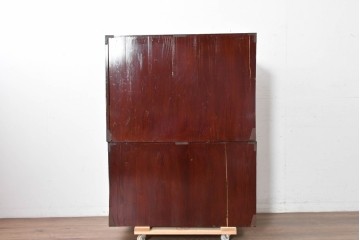 和製アンティーク　前面欅(ケヤキ)材　木目が魅力の五丁引き庄内箪笥　(R-087320)